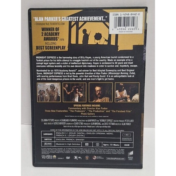 1978 COLUMBIA PICTURES MIDNIGHT EXPRESS 30TH ANNIVERSARY EDITION DVD - Picture 2 of 5